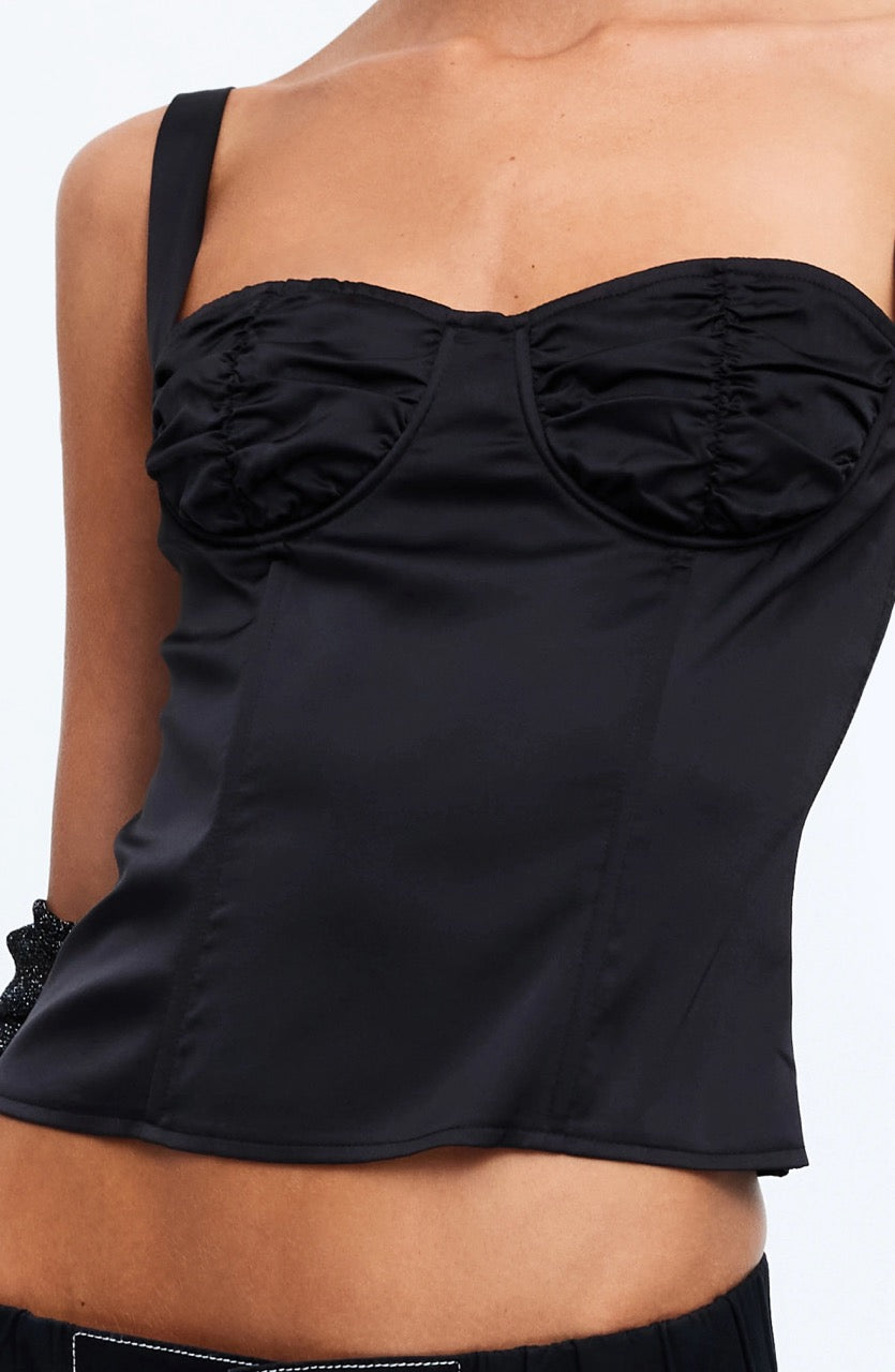 BALLERINA TIE STRAP BUSTIER TOP ONYX