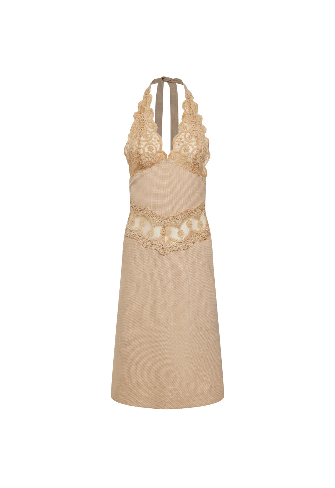Solana Midi Dress in Beige Plaid