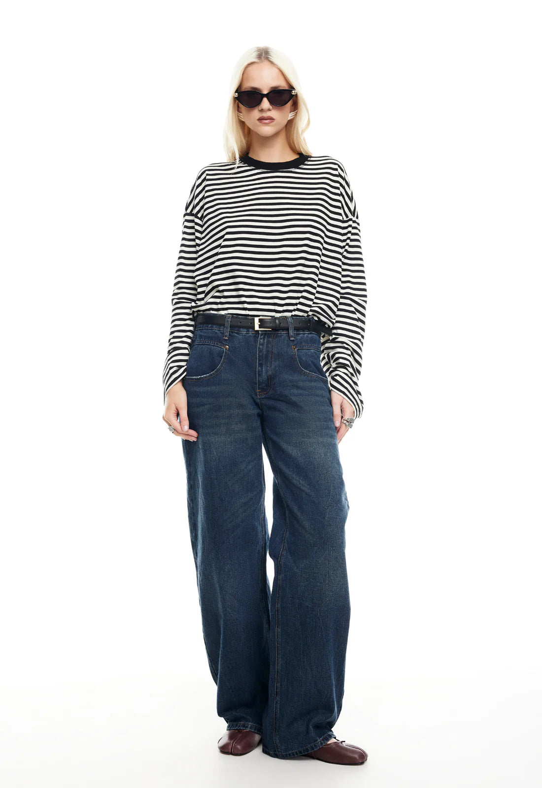 Bloom Long Sleeve T-shirt in Onyx Stripe