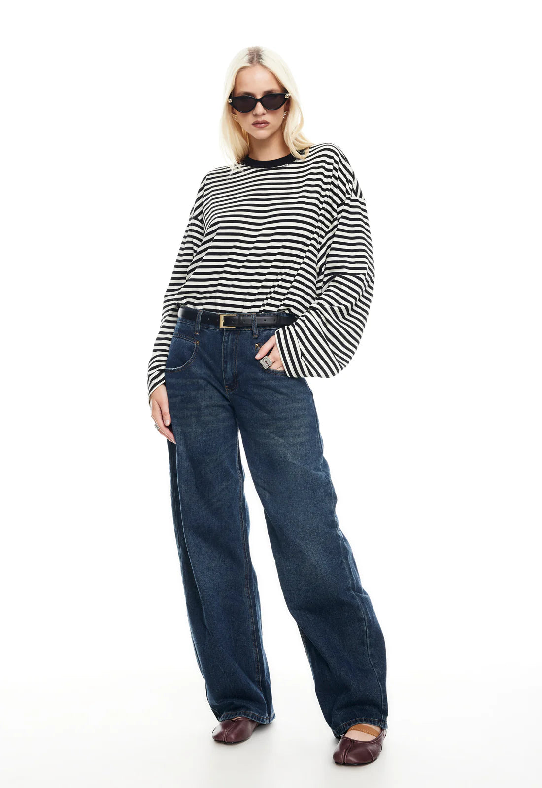Bloom Long Sleeve T-shirt in Onyx Stripe