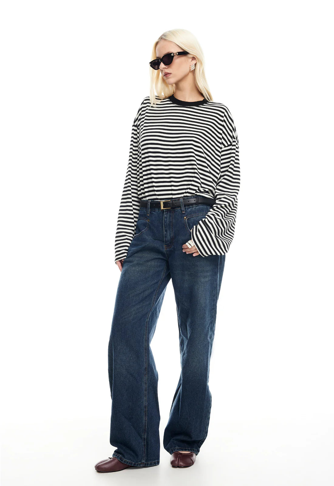 Bloom Long Sleeve T-shirt in Onyx Stripe