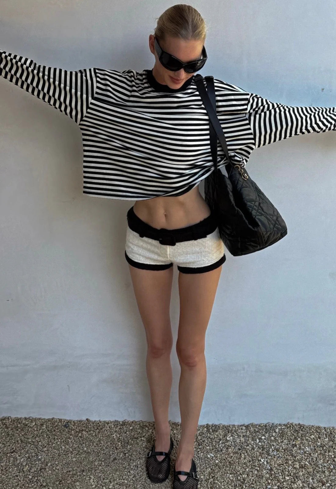 Bloom Long Sleeve T-shirt in Onyx Stripe