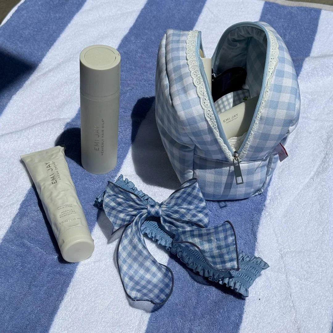 Bow Barrette in Baby Blue Gingham