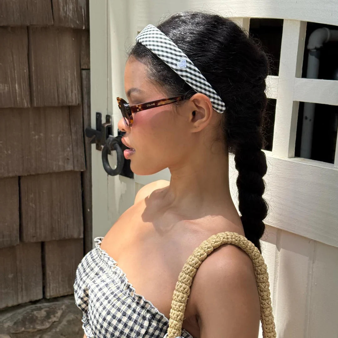 Halo Headband in Navy Gingham