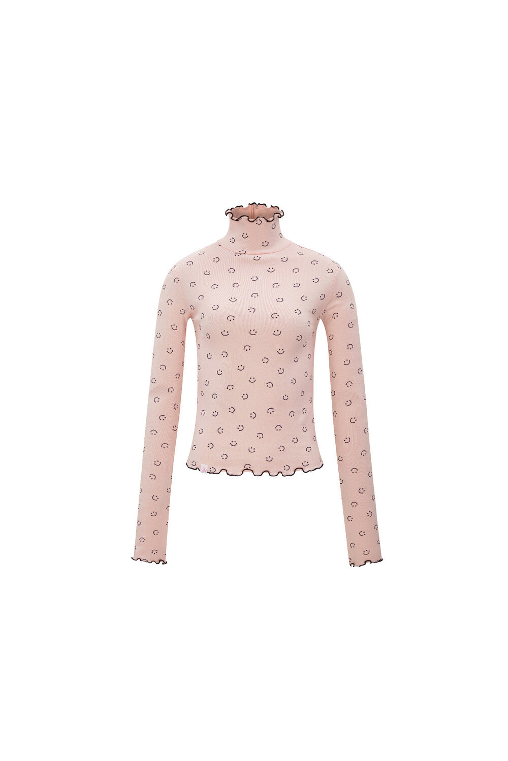SMILE TURTLE NECK LONG SLEEVE T-SHIRTS PINK