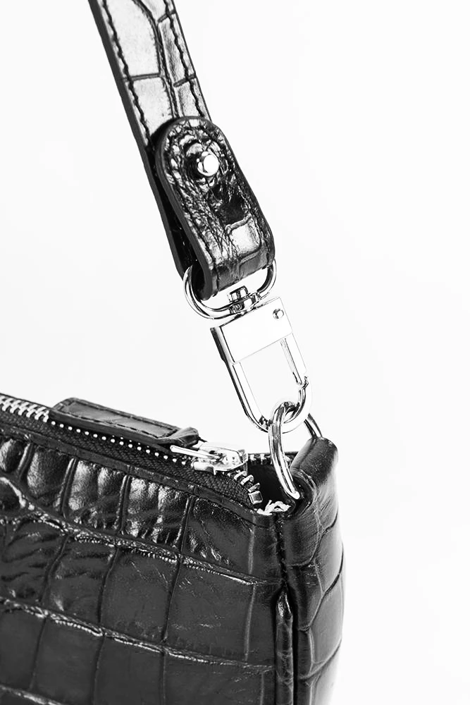 BLACK CROCO EMBOSSED LEATHER