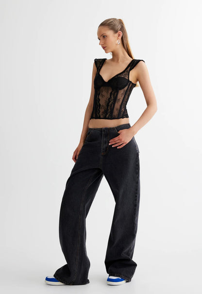 SOME LIKE IT HOT LACE CORSET ONYX