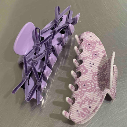 SWEET MINI BOW CLIPS SET IN LAVENDER