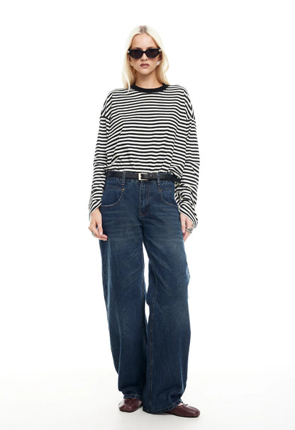 Bloom Long Sleeve T-shirt in Onyx Stripe