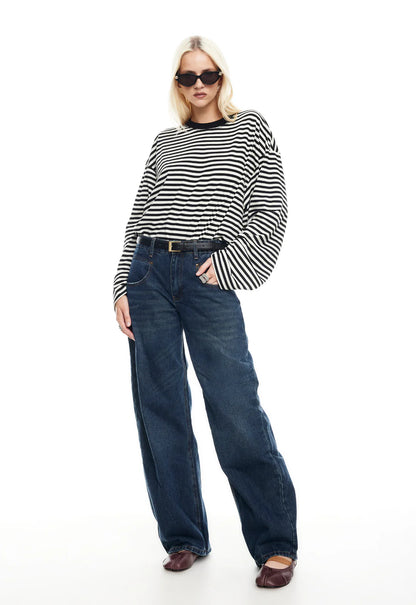 Bloom Long Sleeve T-shirt in Onyx Stripe