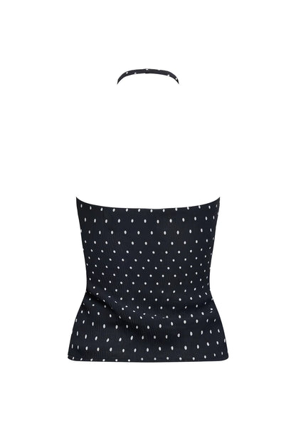 Brat Halter Top in Onyx Polka
