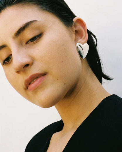 Voluptuous Heart Earrings, Lrg