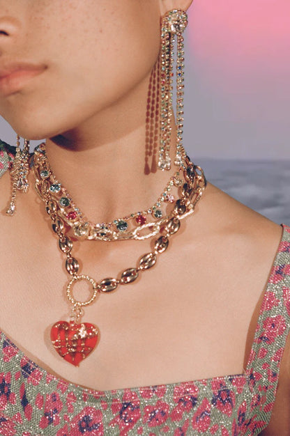 HEART OF GLASS NECKLACE RED