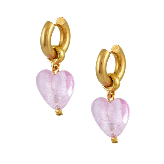 HEART OF GLASS EARRINGS PINK
