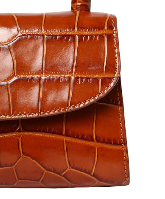 MINI TAN CROCO EMBOSSED LEATHER