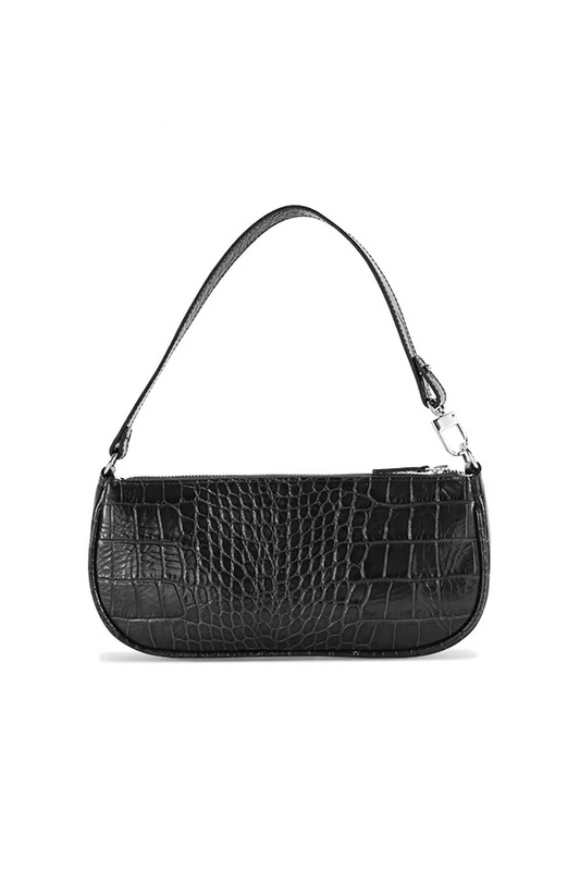 BLACK CROCO EMBOSSED LEATHER